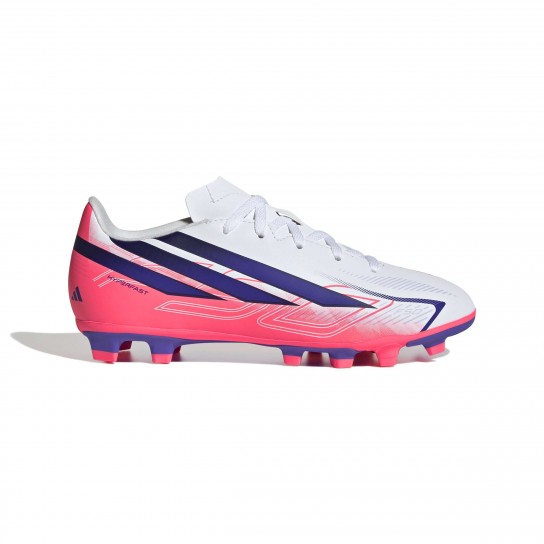 Adidas F50 Hyperfast Club FG/MG J - Branco/Roxo/Rosa